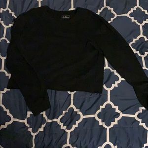 Black, long sleeved crop top with stylish rips